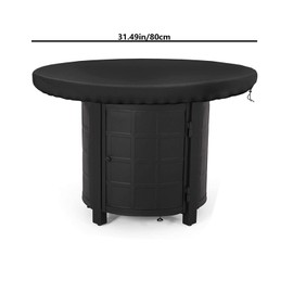 Fire Bowl Cover, Round Oxford 420D Grill Cover, Weatherproof, Fire Plate Accessories, Protective Cover with Adjustable Elastic Cord, Waterproof, Snowproof, Leafproof, Dustproof (Diameter 80 cm)