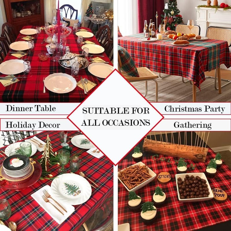 Christmas Tablecloth Checked 140 x 210 cm Red Rectangular Tablecloth