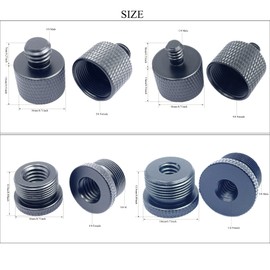 4 x Microphone Stand Adapter, 5/8 Female to 3/8 Male and 3/8 Female to 5/8 Male, 5/8 Female to 1/4 Female to 5/8 Male Thread Microphone Stand Adapter to Camera Tripod Adapter