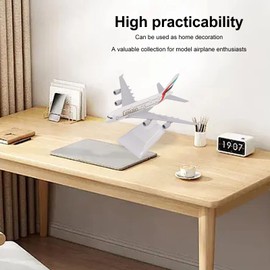 ZJchao Modelo de Avión A380 con Soporte de Exhibición, Juguete de Modelo de Avión de Adorno Fundido a Presión de Aleación para Mesa de Colección para Niños