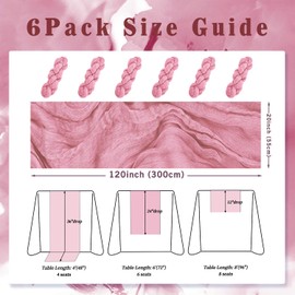 6 Pack Dusty Rose 10FT Cheesecloth Table Runner 20 x 120 Inch Long Rustic Gauze Fabric Cheese Cloth Table Runner for Wedding Bridal Baby Shower Table Decorations Boho Sheer Birthday Party Table Decor