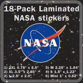 Unbranded 18 Pack NASA Laminated High Quality Stickers for Laptop, Window or Smooth Surfac