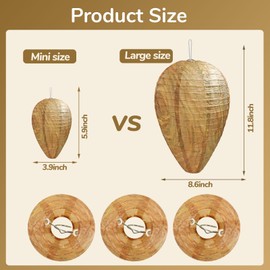 DECYOOL Mini Size Paper Wasp Nest Decoy Hanging Fake Wasp Nest for Wasps Hornets Yellow Jackets (4)