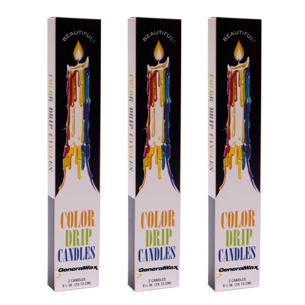 Color Drip Candles, 3-Pack (6 Candles Total)