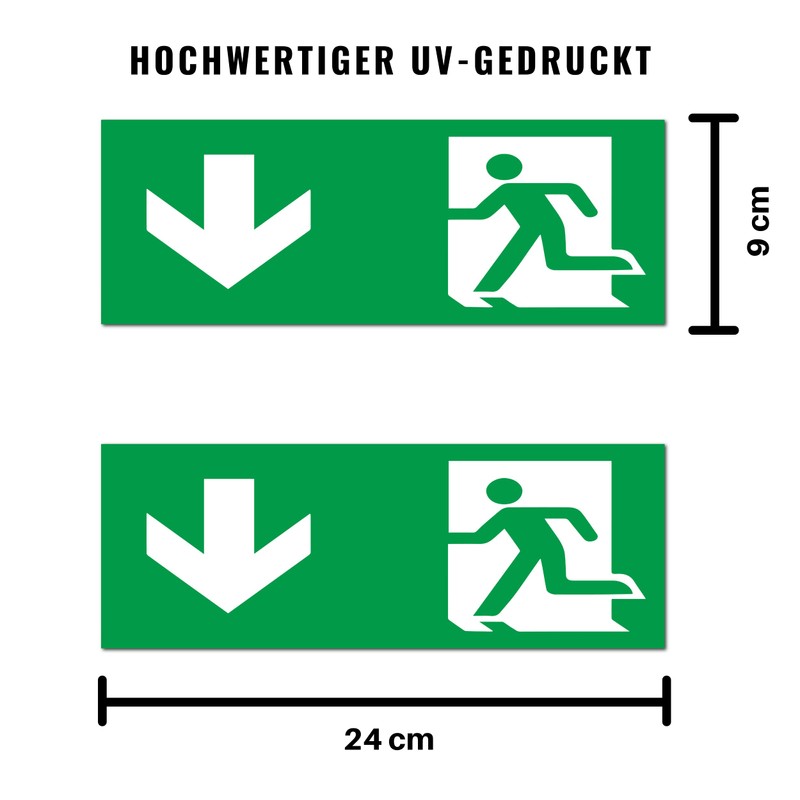 Emergency Exit Sign, Pack of 5, Premium Stickers, 24 cm
