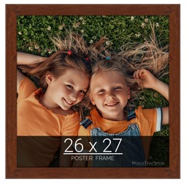 wallsthatspeak 26x27 Dark Walnut Rustic Pine Picture Frame for Puzzles Posters Photos or Artwork