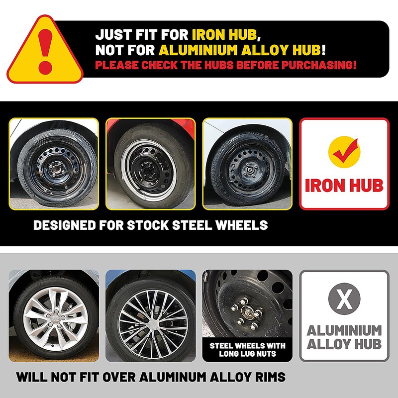 AUTOFREE 16 Inch Wheel Rim Covers Hubcaps Black Matte, Universal
