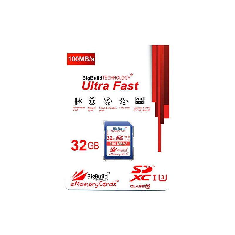 BigBuild Technology 32GB UHS-I U3 100MB/s Memory Card for Canon