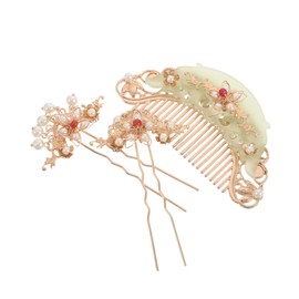 Mikinona 3pcs Ancient Chinese Costume Hairpin Set Acetate Metal Hair Sticks with Intricate Carvings for Hanfu Daily Wear Traditional Festivals Photography and Special Occasions