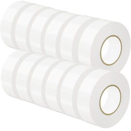 SWRT 12 Pack White Electrical Tape Waterproof, 0.7 in x 66 FT High Temp Electric Tape Under 600V for All Weather - UV Protection - Flame Retardant