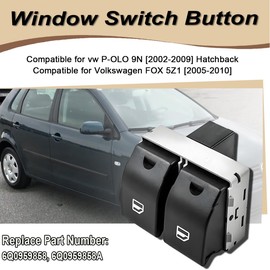 ZAMDOE 6Q0959858 Car Electric Window Switch for VW Polo MK4 2002-2009 Fox 2005-2010 for Seat Cordoba MK2 2002-2009 Ibiza MK3 2002-2008 Saloon Hatchback Driver Side Front Switch Button 6Q0959858A