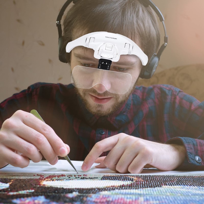 YOCTOSUN Head Magnifying Visor with 4 LED Lights and 5
