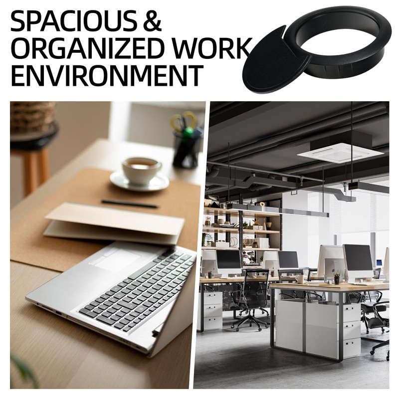 16 Cable Grommet Desk Cable Grommet Black + Hole Saw