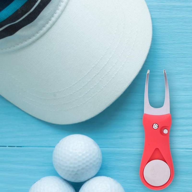 All Metal Foldable Golf Divot Tool with Pop-up Button &