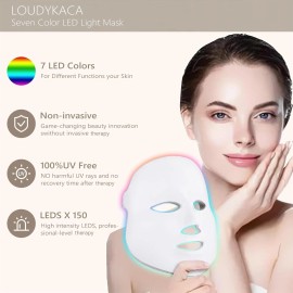 Unbranded 7 Color LED Facial Mask Photon Therapy Face Skin Mask Anti Acne Face Beauty Mask