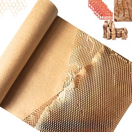 Honeycomb Packing Paper, 15" x 328" Eco Friendly Packing Paper for Moving Shining Fragile items, Recyclable Moving Supplies Bubble Packing Wrap Protective Roll