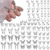 AIPULIDUO Butterfly Nail Charms, 60PCS Nail Charms Silver Butterfly Charms