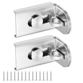 GEMASP Sliding Door Lock, 90 Degree Door Hasp Latch Lock, Stainless Steel Security Right Angle Padlock with Screws for Push/Sliding/Barn Doors (2PC, Silver)