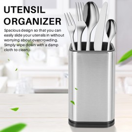 Bruafsir Stainless Steel Kitchen Utensil Holder, Kitchen Cutlery Storage, Utensil Organizer, Modern Rectangular Design,17X10cm