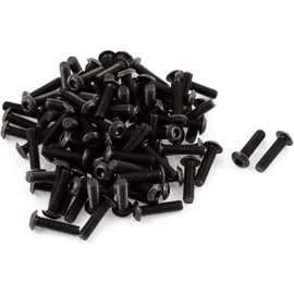 ZLYY 100Pcs M3-0.5 x 12mm Button Head Socket Cap Bolts Screws, ISO 7380 Hex Drive, Class 10.9, Black Oxide Finish, Alloy Steel