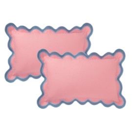 Folkulture Throw Pillow Covers for Couch, 12x20 Lumbar Couch Pillows for Living Room, 100% Cotton Boho Throw Pillows or Cute Outdoor Pillows, Farmhouse Accent Pillow Covers (Laguna Blush)