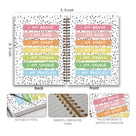 Dejfel Affirmations Boho Rainbow Notebook, Affirmation Journal,Positive Affirmation Gifts, Preppy Rainbow Notebook,Daily Affirmation for Women,Inspirational Gifts,Spiral Notebook 5.5x8.3