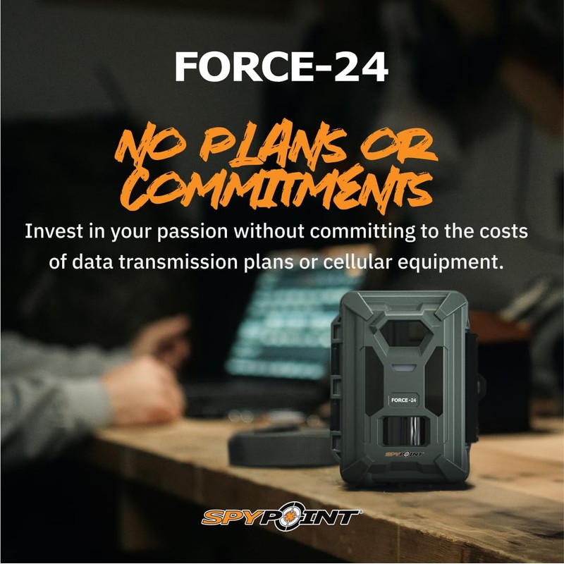 Spypoint FORCE-24 Non-Cellular Trail Camera, 2K Video, 24MP Photos, Low-Glow