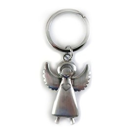 Silver Guardian Angel Keyring