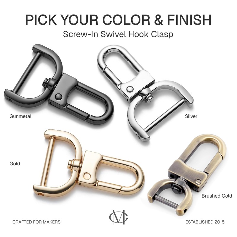 CRAFTMEMORE 2pcs Detachable Snap Hook Swivel Clasp w/Screw Bar VT99