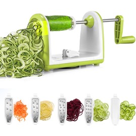 SternSinn Spiral Cutter Hand for Vegetable Spaghetti Spiral Cutter Vegetable with Container Vegetable Cutter Dice Cutter 5 Interchangeable Blades Vegetable Spaghetti Vegetable Slicer for Carrot