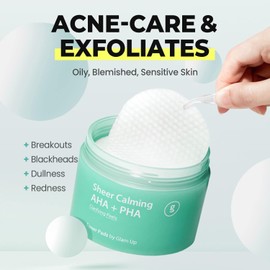 GLAM UP- Almohadillas tónicas AHA PHA exfoliantes y para peeling localizado Cuidado de la piel coreano calmante, exfoliante y limpiador de poros