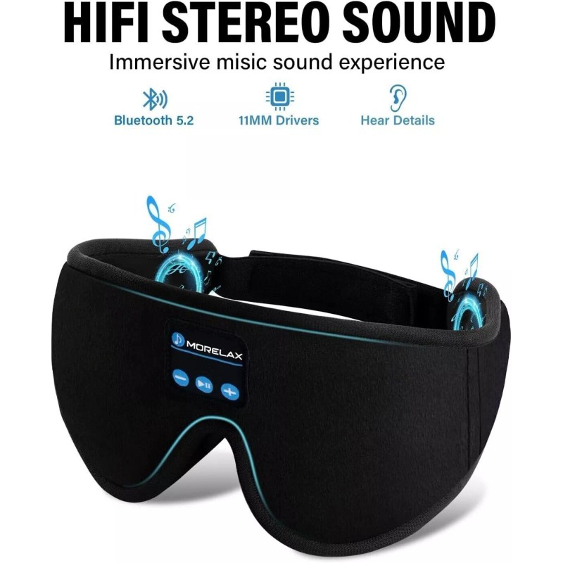 Morelax Sleep Mask with Bluetooth Headphones, 3D Sleep Mask Wireless