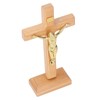 Crucifix Table Cross Hand Crafted Light Brown Durable Beech Metal