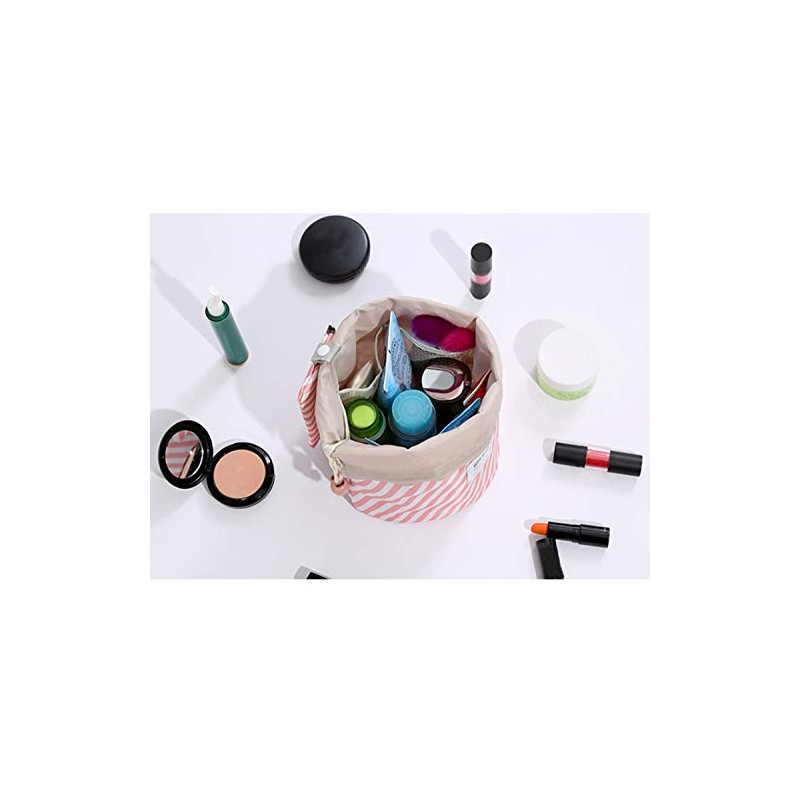 Makeup Bags for Women, Waterproof Round Travel Drawstring Make Up