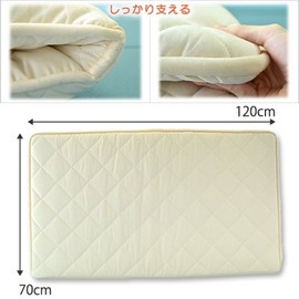 Made in Japan, Baby Crib Futon, 3-Layer Construction, Solid Cotton, Tri-Fold Mattress, 27.6 x 47.2 inches (70 x 120 cm), Long Cushion