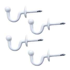 Haidong 2 Pairs European Style Curtain Hook Black Curtain Holdback Hooks Tiebacks Ceiling Hooks Screw Hooks (White)