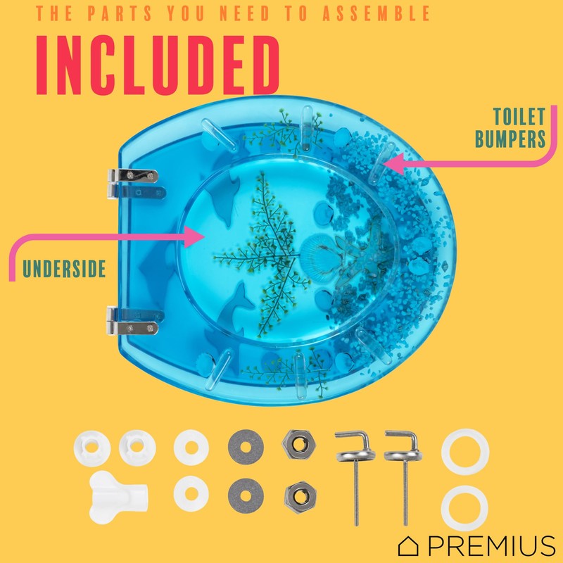 Polyresin Ocean Life Dolphins Toilet Seat By PREMIUS, Standard Round,