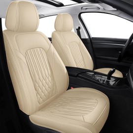 EifBrisa Car Seat Covers Full Set,Premium Faux Leather Seat Covers for Cars SUV,Super Breathable,Storage Bags,Full Wrapping Edge,Universal Seat Covers Fit for Most Sedans (Beige Full)