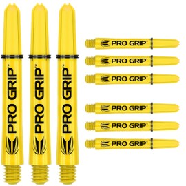 TARGET Darts Pro Grip Shafts – Set of 9 | Yellow, Short (34mm) | Dart Stems, Professional Darts Accessories, 2BA Shaft Multipack with Rings