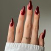 YOSOMK Medium Press on Nails Almond Burgundy Red Fake Nails