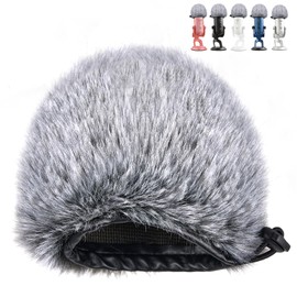 Blue Yeti Pop Filter for Blue Yeti Microphone,Mic Furry Windscreen Muff Windshield, Microphone Foam Cover (Fuzzy-BlackWhite)