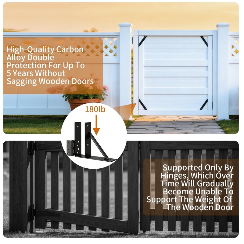 Gate Corner Brace Bracket,Heavy Duty Anti Sag Gate Kit with