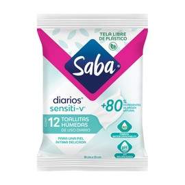 Saba Toallitas Húmedas Sensiti-v para uso íntimo, 12 piezas