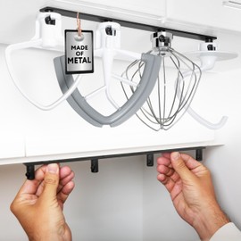 IMPRESA Metal Stand Mixer Attachment Organizer - 13" L x 0.75" W x 1" D, Black Iron - Mixing Blade Holder for Beaters, Dough Hooks & Whips - Compatible with KitchenAid Mixer Attachments