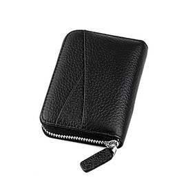 Yocipa Genuine Leather Mini Wallet Compaq Women's Card Case Small Coin Purse Multifunctional RFID Proof Wallet Leather Coin Case Popular, Black
