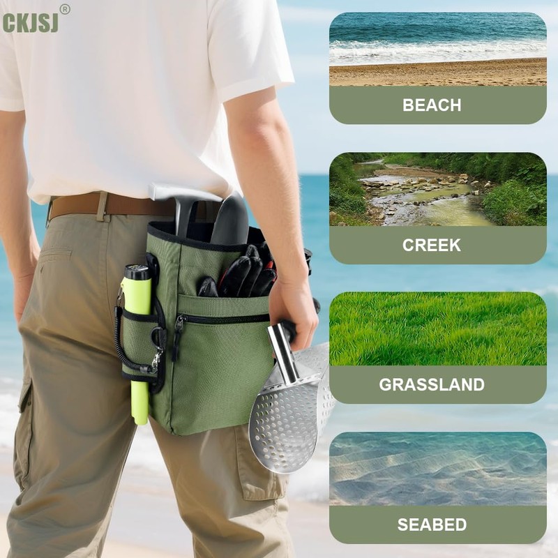 Metal Detector Scoop & Multifunctional Metal Detecting Waist Pouch,Long Handle