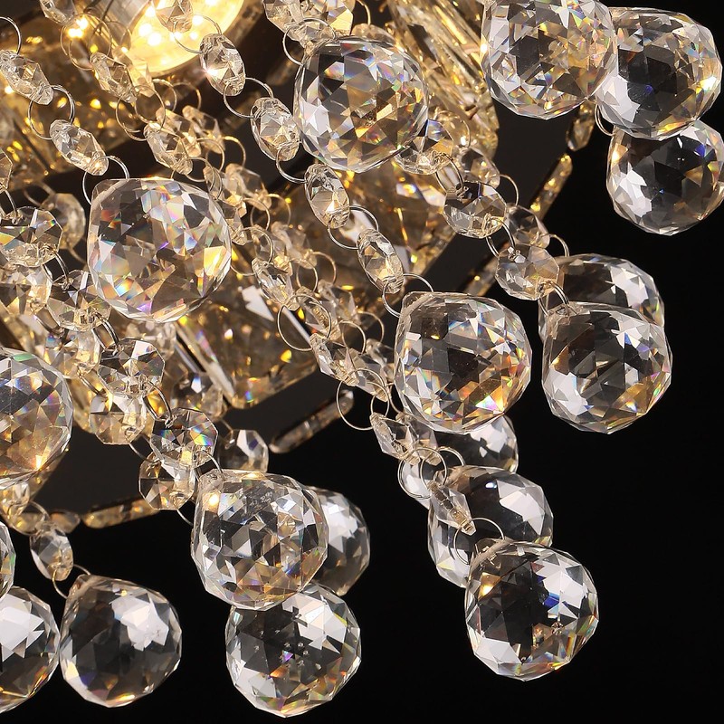 Vinilky Crystal LED Ceiling Light Chandelier, Modern Flush Mount Lighting