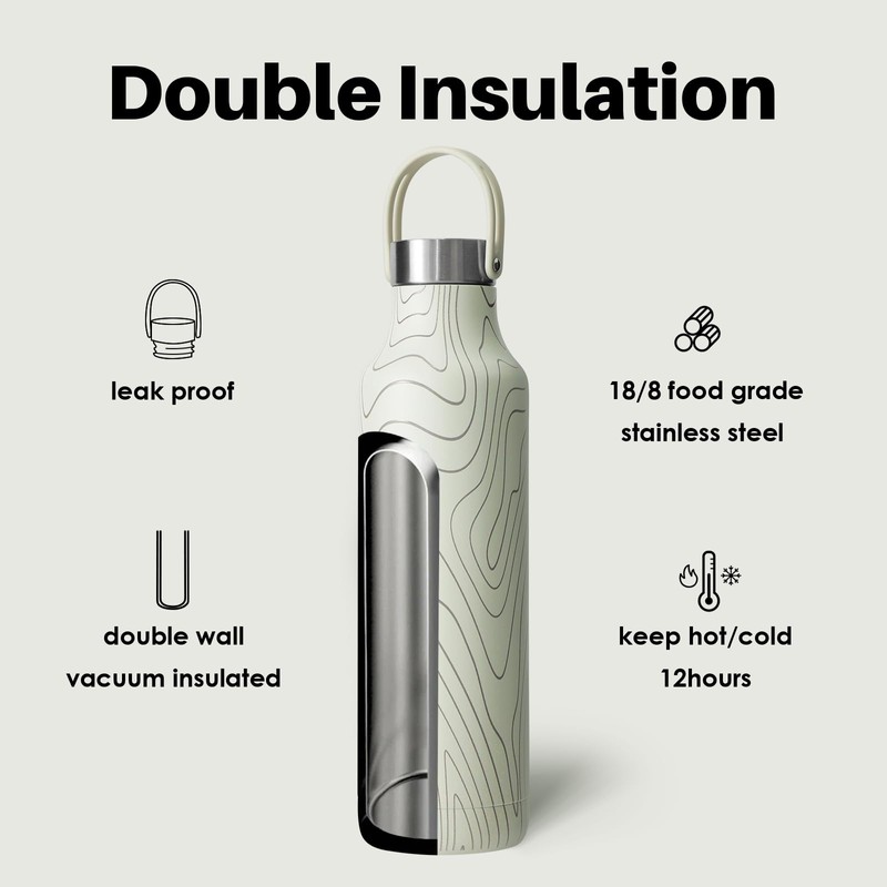 Bottle Bottle 600ml Insulated Water Bottle with Handle Hiking Peak