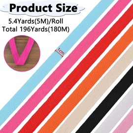 Wonninek 1cm Cotton Twill Herringbone Webbing, 36Colors