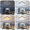 Cainjiazh Crystal Chandeliers Crystal LED Ceiling Light 11.8" Square Flush